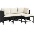 Modulares Gartensofa-Set aus Polyrattan, 4-teilig, schwarz