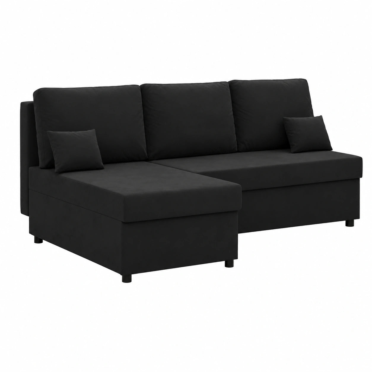 Kemi Ecksofa Schwarz mit Schlaf- und Stauraumfunktion