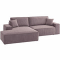 Selsey Ecksofa mit Schlaffunktion und Stauraum in Rosa Cordoptik, L-Form Links