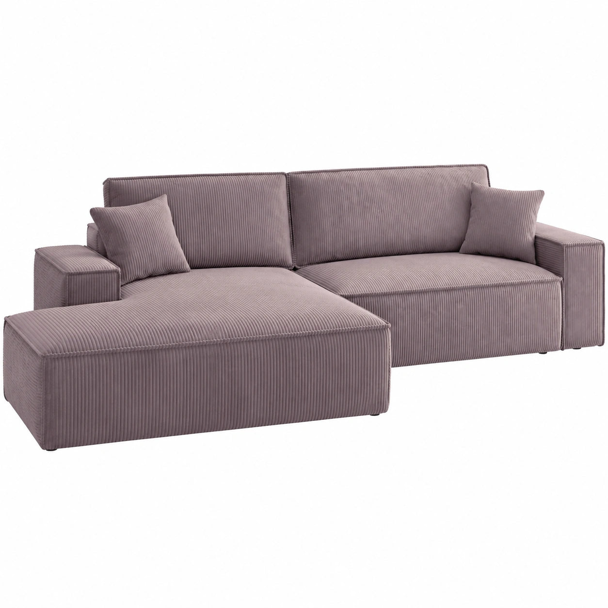 Selsey Ecksofa mit Schlaffunktion und Stauraum in Rosa Cordoptik, L-Form Links