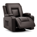 Ergonomischer COMHOMA Relaxsessel aus PU-Leder mit 360° Drehung, Getränkehalter und Seitentaschen, Braun