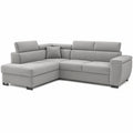 Ecksofa Nicole mit Schlaffunktion und Stauraum, 270x202x96 cm, verstellbare Kopfstützen, Federkern, links, Hellgrau