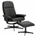 Ergonomischer Relaxsessel mit Hocker, 360° drehbar, bis 136 kg belastbar, in Schwarz für das Wohnzimmer