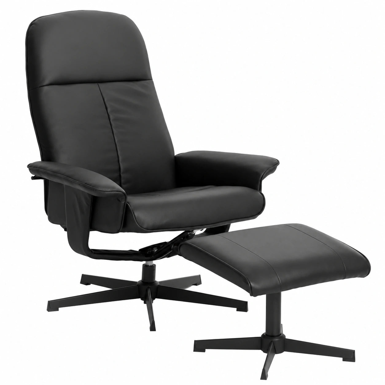 Ergonomischer Relaxsessel mit Hocker, 360° drehbar, bis 136 kg belastbar, in Schwarz für das Wohnzimmer
