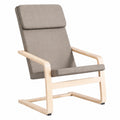 Ergonomischer Relaxsessel aus Taupe-Stoff mit robustem Birkenholzrahmen