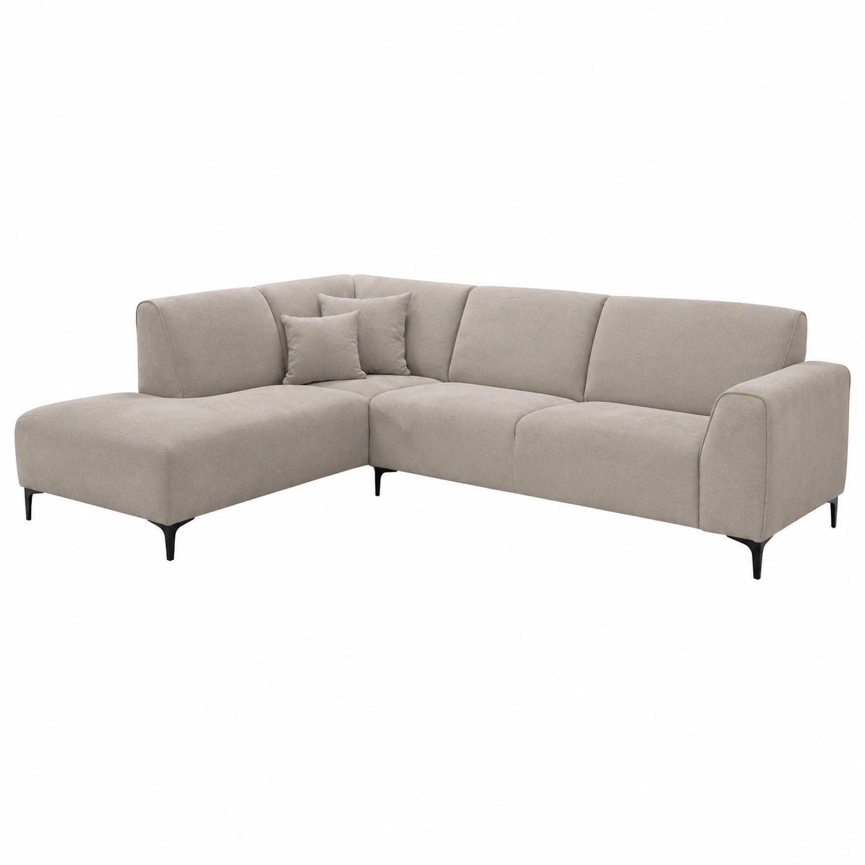 Moderne L-Form Ecksofa in Beige - Wahlweise Links oder Rechts