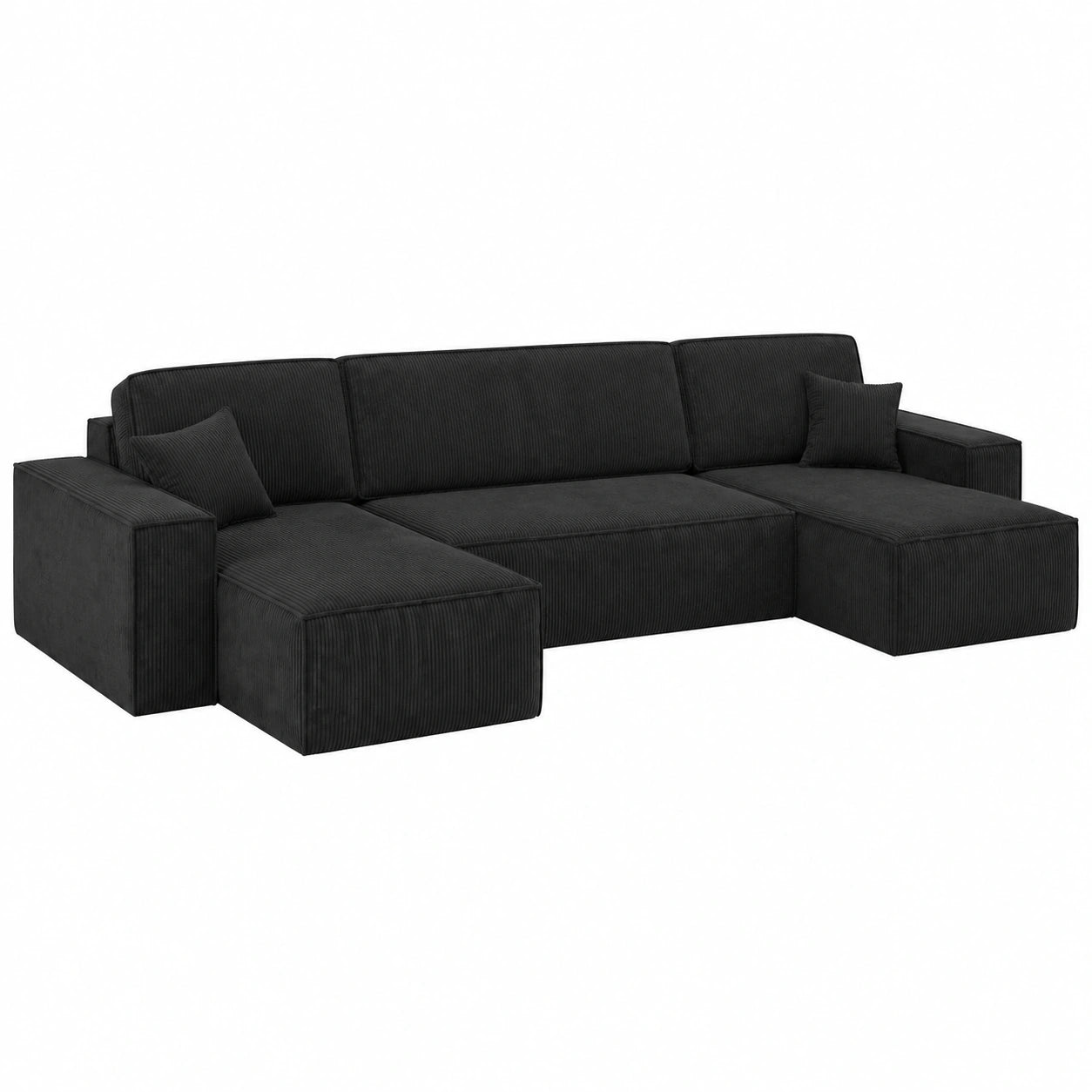 Kaiser Ecksofa mit Schlaffunktion und Bettkasten, U-Form Designer Schlafsofa, Moderne Polsterecke, Freistehend in Schwarzem Cord