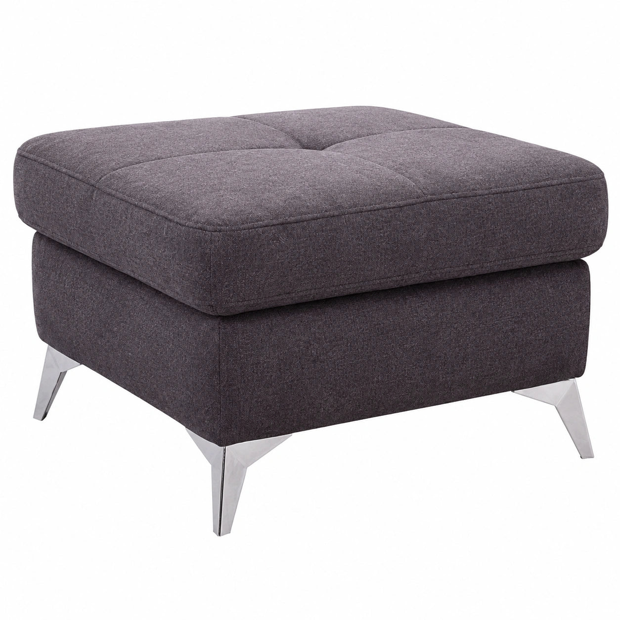 CAVADORE Stilvoller Polsterhocker Bali - Perfekte Ergänzung für Ecksofa, 72 x 46 x 72 cm, Dunkelgrau