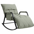 Ergonomischer Schaukelsessel mit PU-Leder und Verstellbarer Rückenlehne, Metallrahmen für Wohnzimmer und Schlafzimmer, Grau