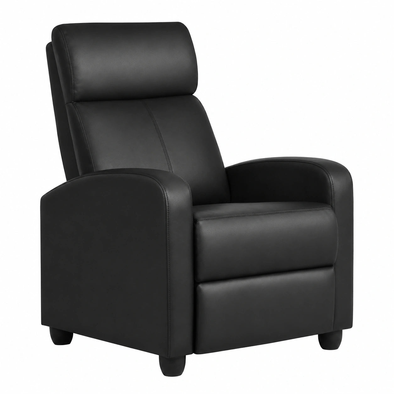 Komfortabler Liegesessel aus Kunstleder, verstellbar für Wohnzimmer und Heimkino, Schwarz