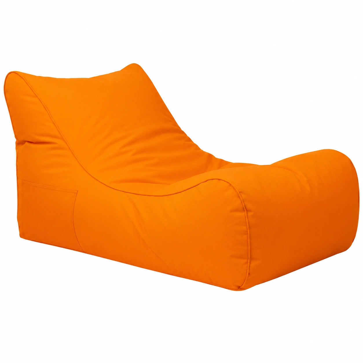 Ecopuf Outdoor Sitzsack Liege mit Stauraum und Tragegriff, 115x65x60cm, Orange - Wasserfest und Wetterbeständig