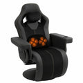 Dowinx Shiatsu Massage Gaming Sessel mit Liege- und Drehfunktion, 90°-135°, 360° drehbar, Entspannungsstuhl mit Getränkehalter und Seitentaschen, Schwarz