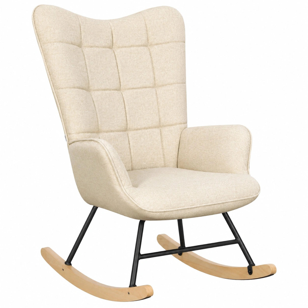 WOLTU gemütlicher Samt-Schaukelstuhl, gepolstert für Wohnzimmer, Schlafzimmer, Balkon in Beige