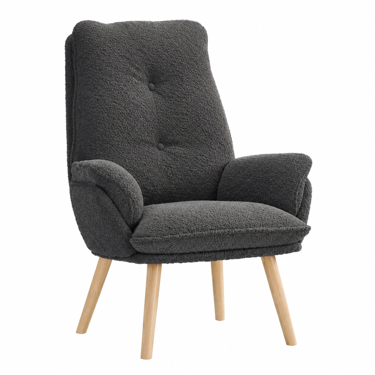 SKM Relaxsessel aus dunkelgrauem Wollstoff, bequemer Loungesessel, moderne Möbeldesign