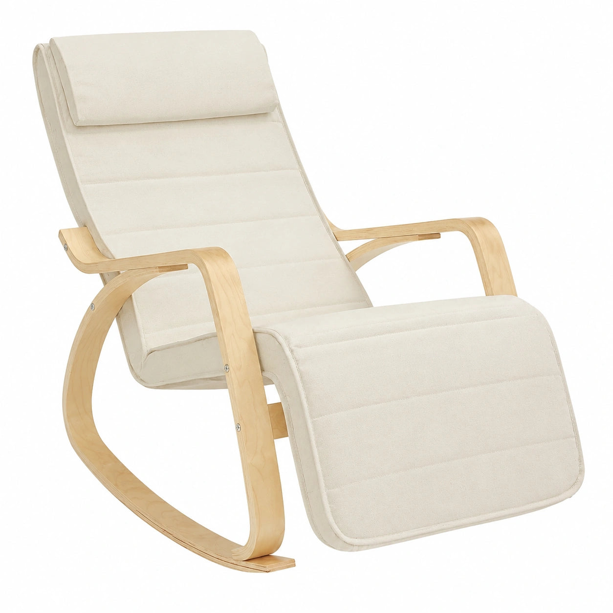 Ergonomischer Schaukelstuhl aus Birkenholz, verstellbar, bis 150 kg, für Wohn- und Schlafzimmer, Beige