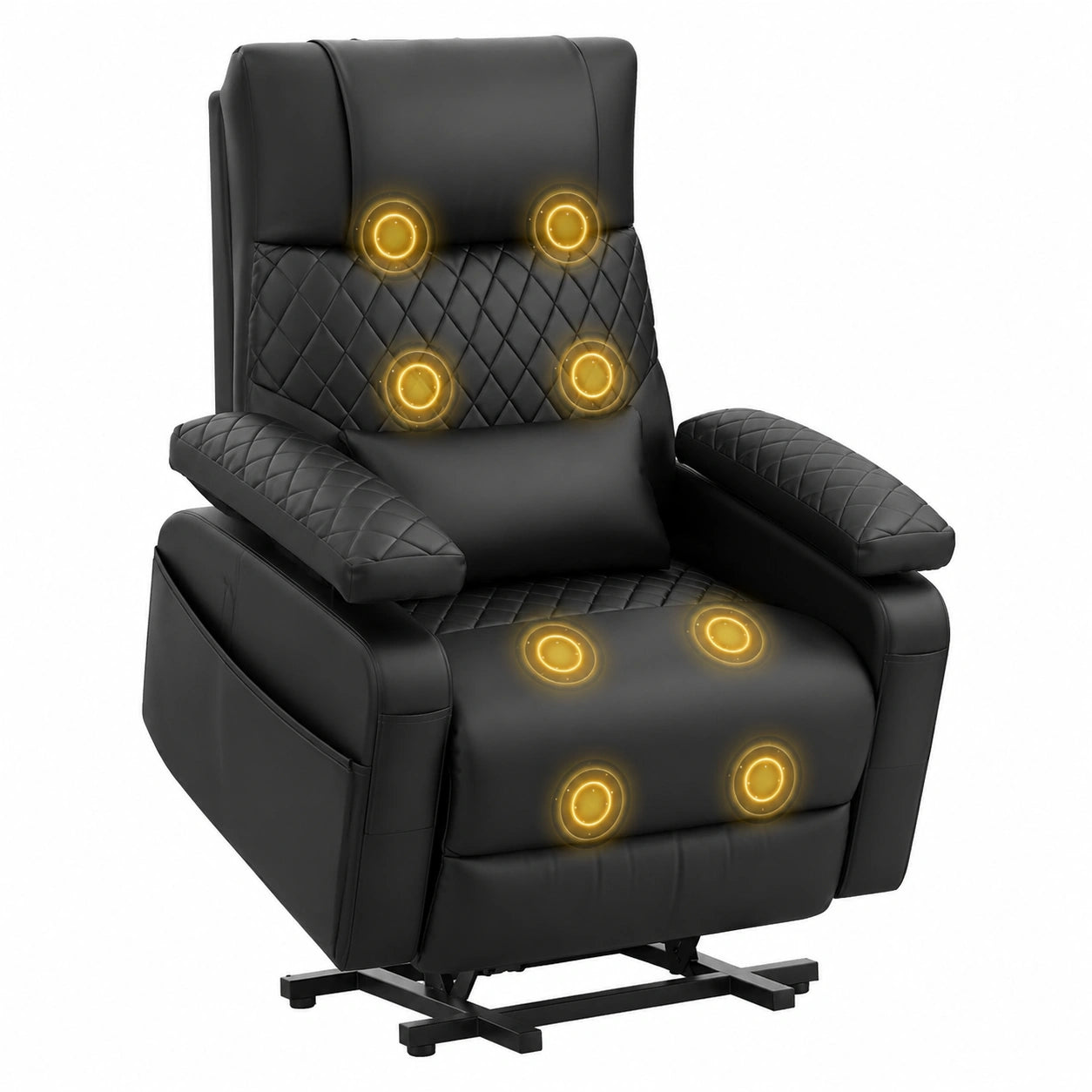 Elektrischer Relaxsessel mit Massage und Wärme, 3D-Verstellbare Armlehnen, USB-Anschlüsse, Lendenwirbelstütze, Aufbewahrungstaschen für Heimkino