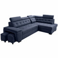 Robin Inspire Ecksofa mit Schlaffunktion und Stauraum, Relax-Kopfstützen, 2 Hocker, L-Form, marineblau