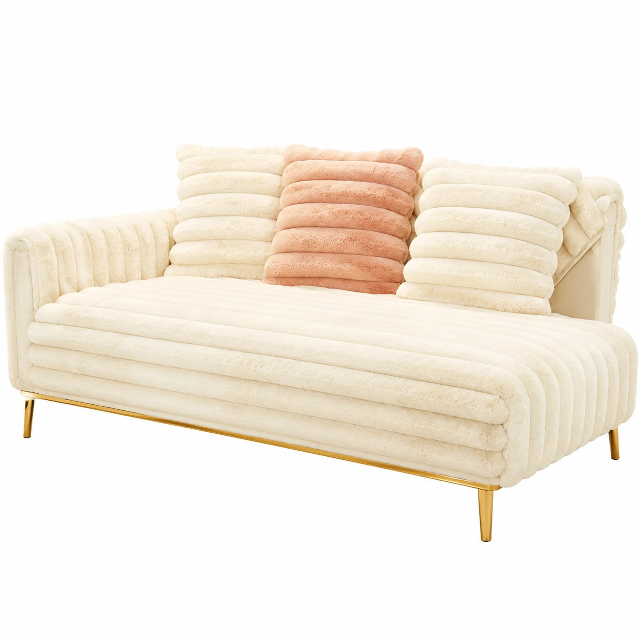 Weicher LINGKY Sofabezug für Ecksofas, Plüsch-Überwurf, rutschfest, für Haustiere geeignet, Creme, 70x150 cm