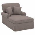 Zeitgemäße Chaiselongue mit Kissen und Überwurf, 3-teiliges Set aus atmungsaktivem Stoff in Taupe