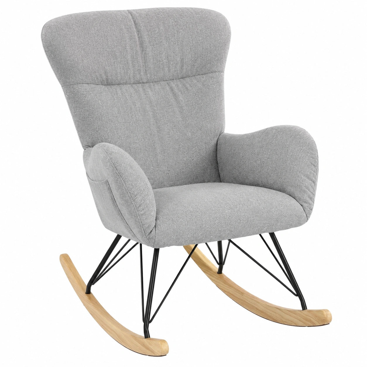 Moderner Relax-Schaukelstuhl für Wohnzimmer oder Kinderzimmer, Ergonomischer Lesesessel in Grau