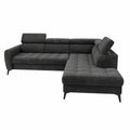 Ecksofa Bjorn in Samt Graphit L-Form mit Schlaffunktion und Bettkasten, 260x101x215 cm, Verstellbare Kopfstützen, Rechts, Stoff Monolith 92