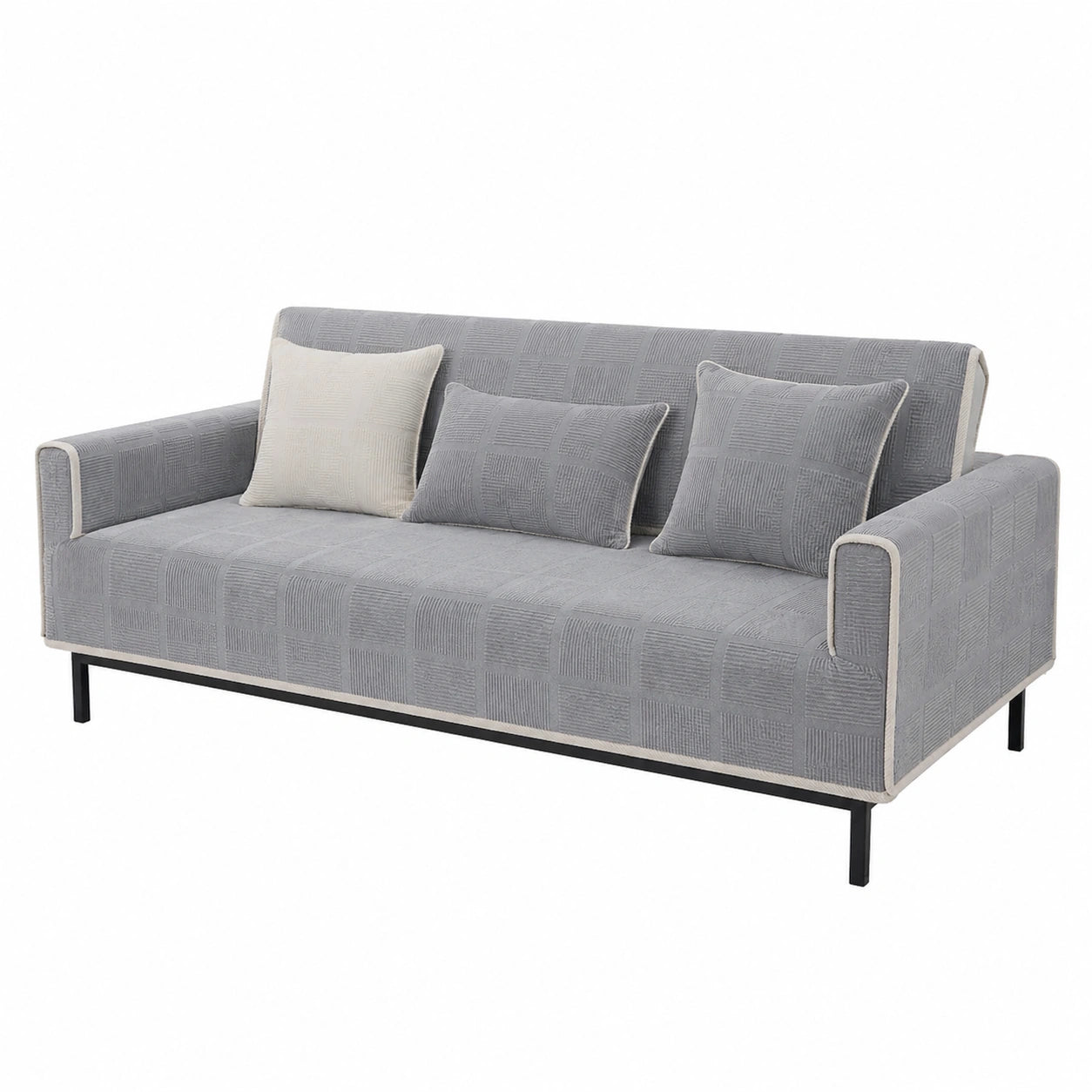 Vielseitiger Samt Sofaüberwurf, Passend für 1-4 Sitzer & Ecksofas, Rutschfest und Waschbar, Elegantes Grau, 110x160cm